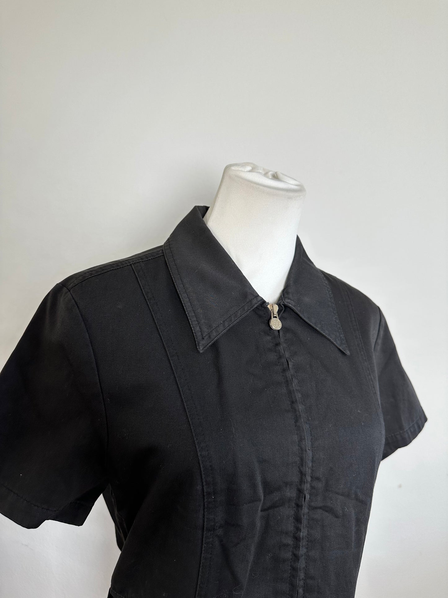 Vintage Fendi Roma Zipper Shirt / Mini Jacket Black