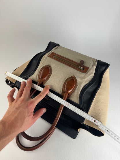 Vintage Celine Paris Luggage Bag Beige Black