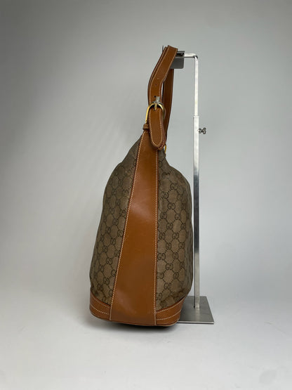 Vintage Gucci Monogram Bucket 2Way Bag Brown