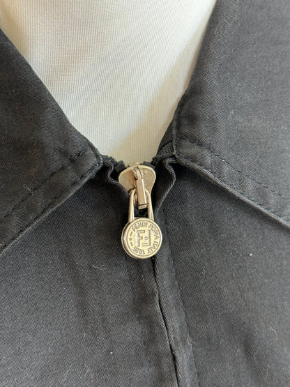 Vintage Fendi Roma Zipper Shirt / Mini Jacket Black