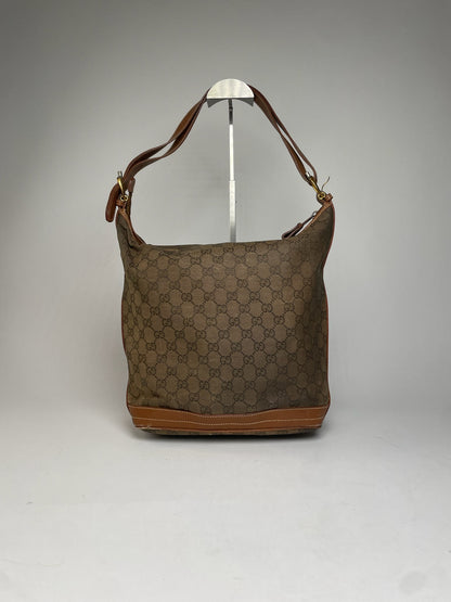 Vintage Gucci Monogram Bucket 2Way Bag Brown