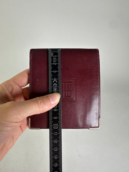 Vintage Givenchy Leather Wallet Burgundy Gold Corners