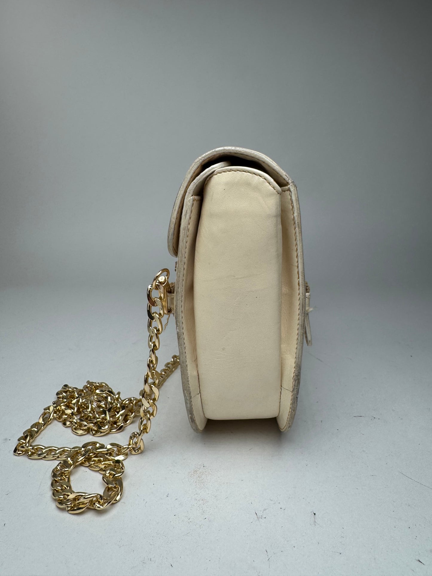 Sac vintage en cuir beige Céline Paris
