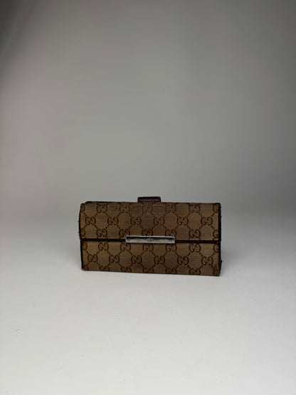Vintage Gucci Monogram Canvas Leather Wallet Brown