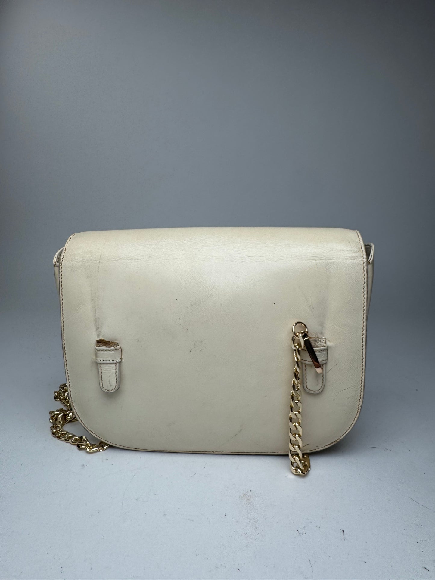 Sac vintage en cuir beige Céline Paris