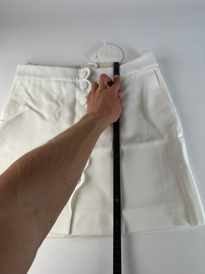 Vintage Chloe Viscose Blend Mini Skirt Off-White