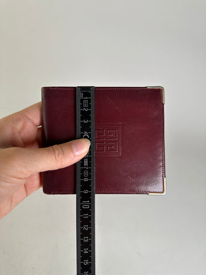 Vintage Givenchy Leather Wallet Burgundy Gold Corners