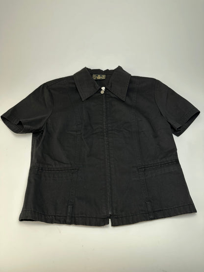 Vintage Fendi Roma Zipper Shirt / Mini Jacket Black