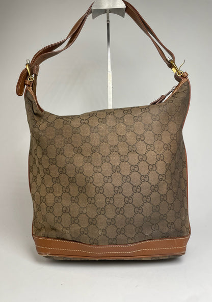 Vintage Gucci Monogram Bucket 2Way Bag Brown