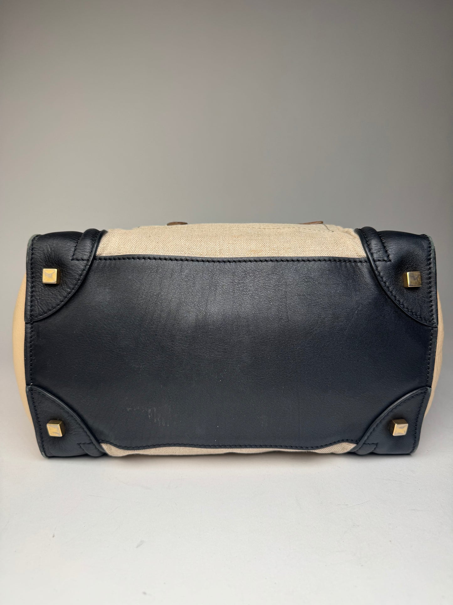 Vintage Celine Paris Luggage Bag Beige Black