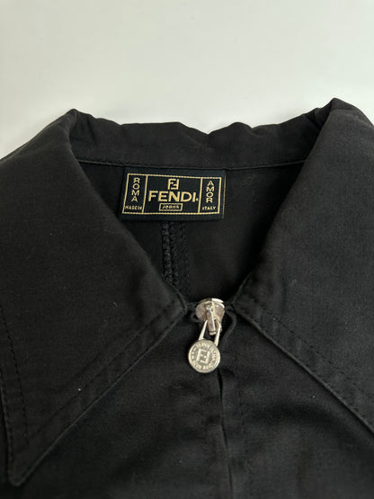 Vintage Fendi Roma Zipper Shirt / Mini Jacket Black