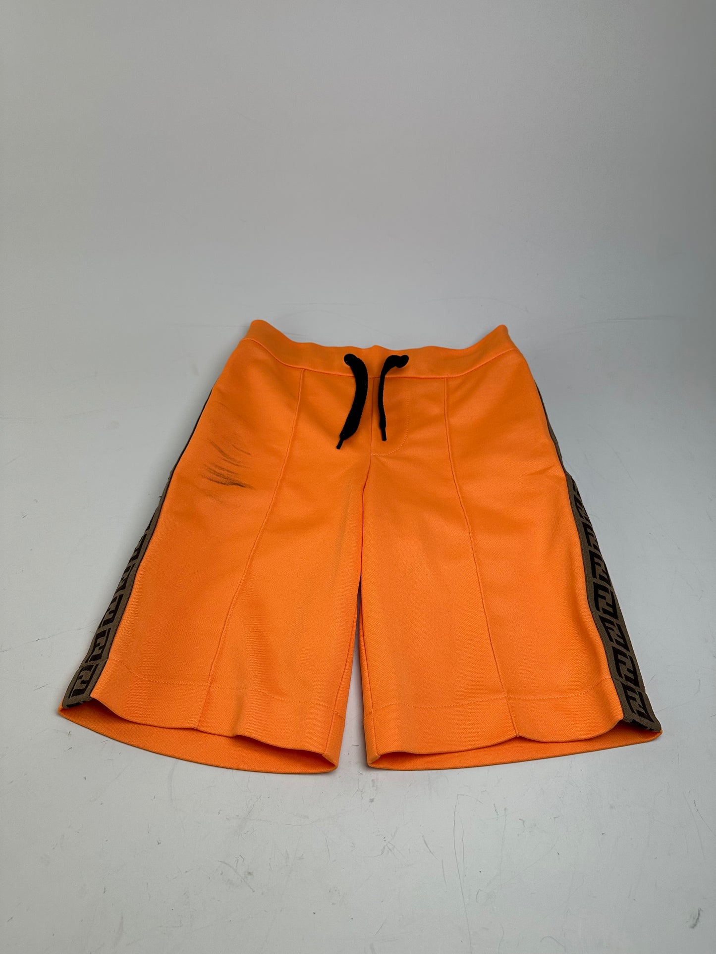 Vintage Fendi FF Logo Tape Shorts Orange Black approx. XS