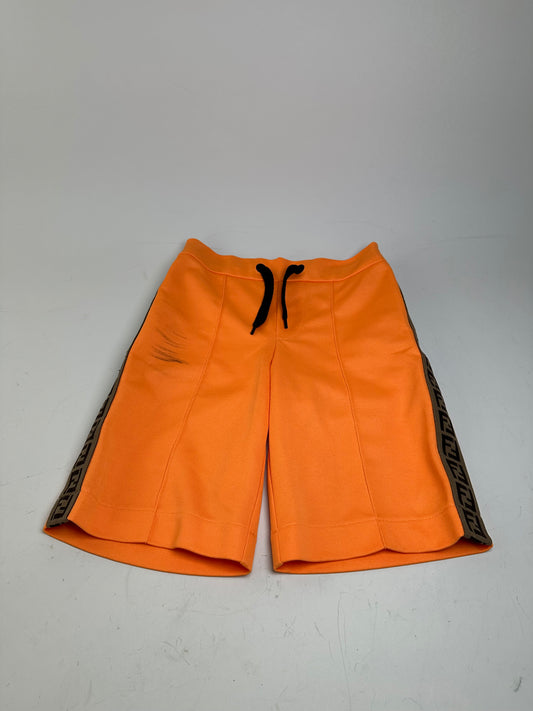 Vintage Fendi FF Logo Tape Shorts Orange Black approx. XS