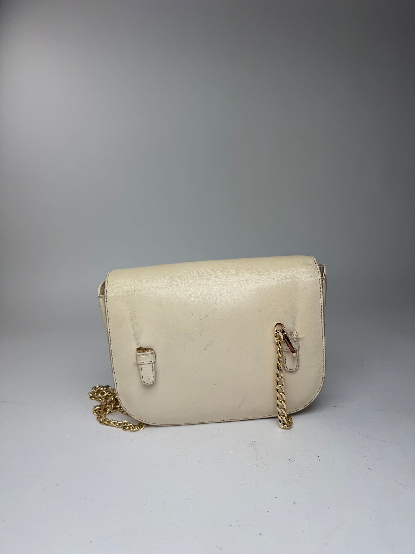 Sac vintage en cuir beige Céline Paris