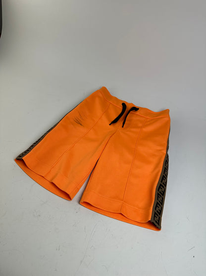 Vintage Fendi FF Logo Tape Shorts Orange Black approx. XS