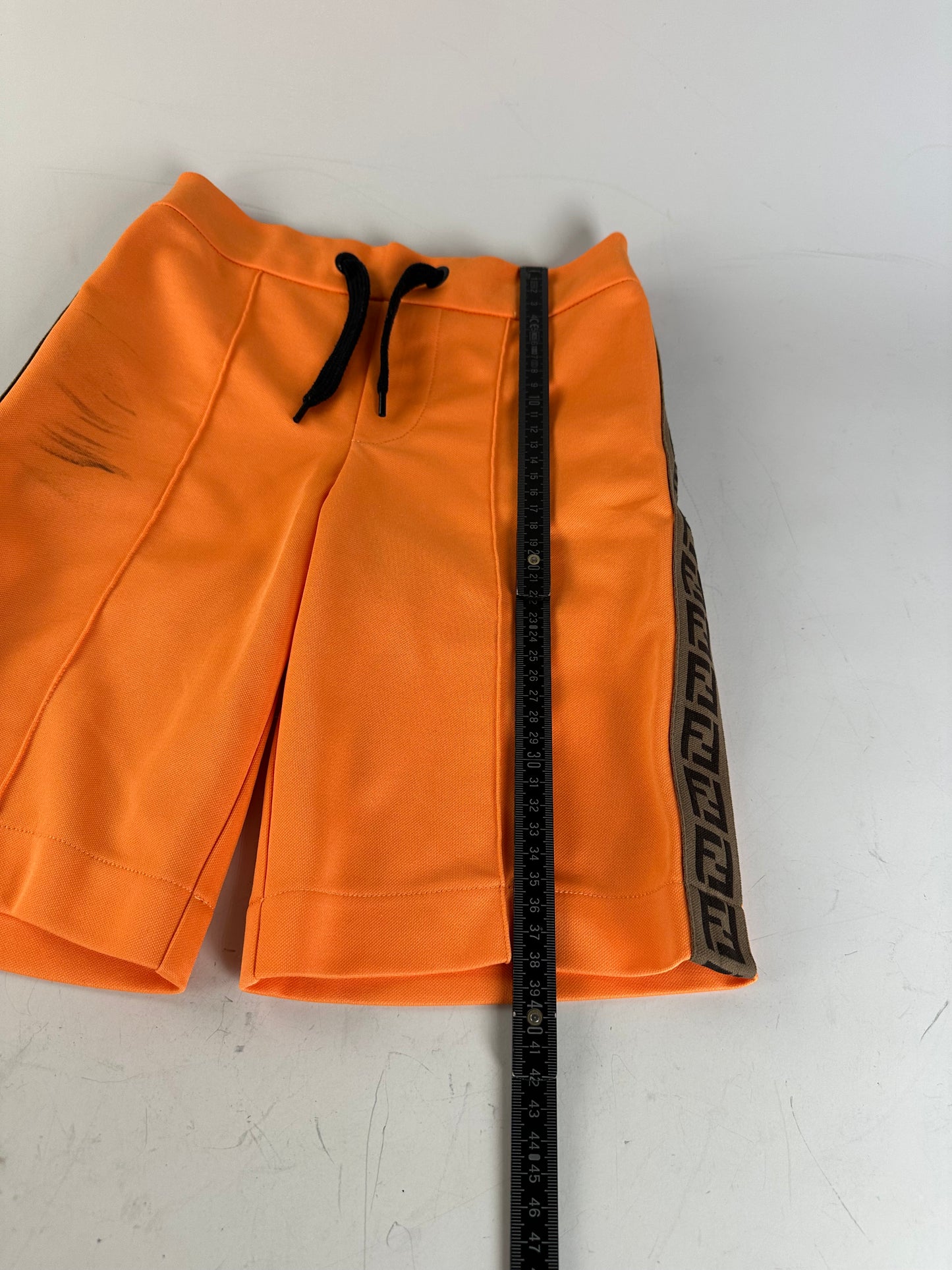 Vintage Fendi FF Logo Tape Shorts Orange Black approx. XS
