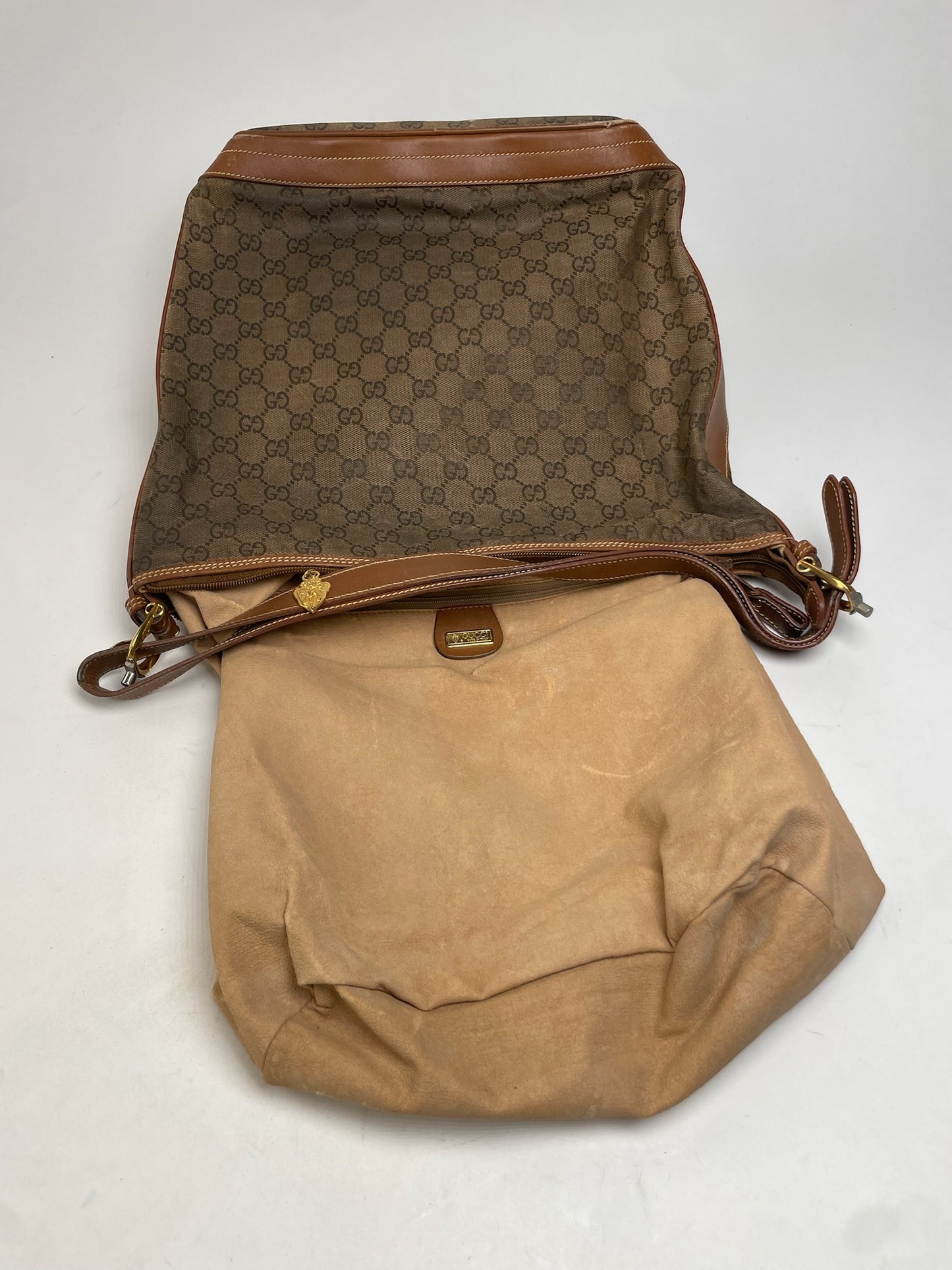 Vintage Gucci Monogram Bucket 2Way Bag Brown