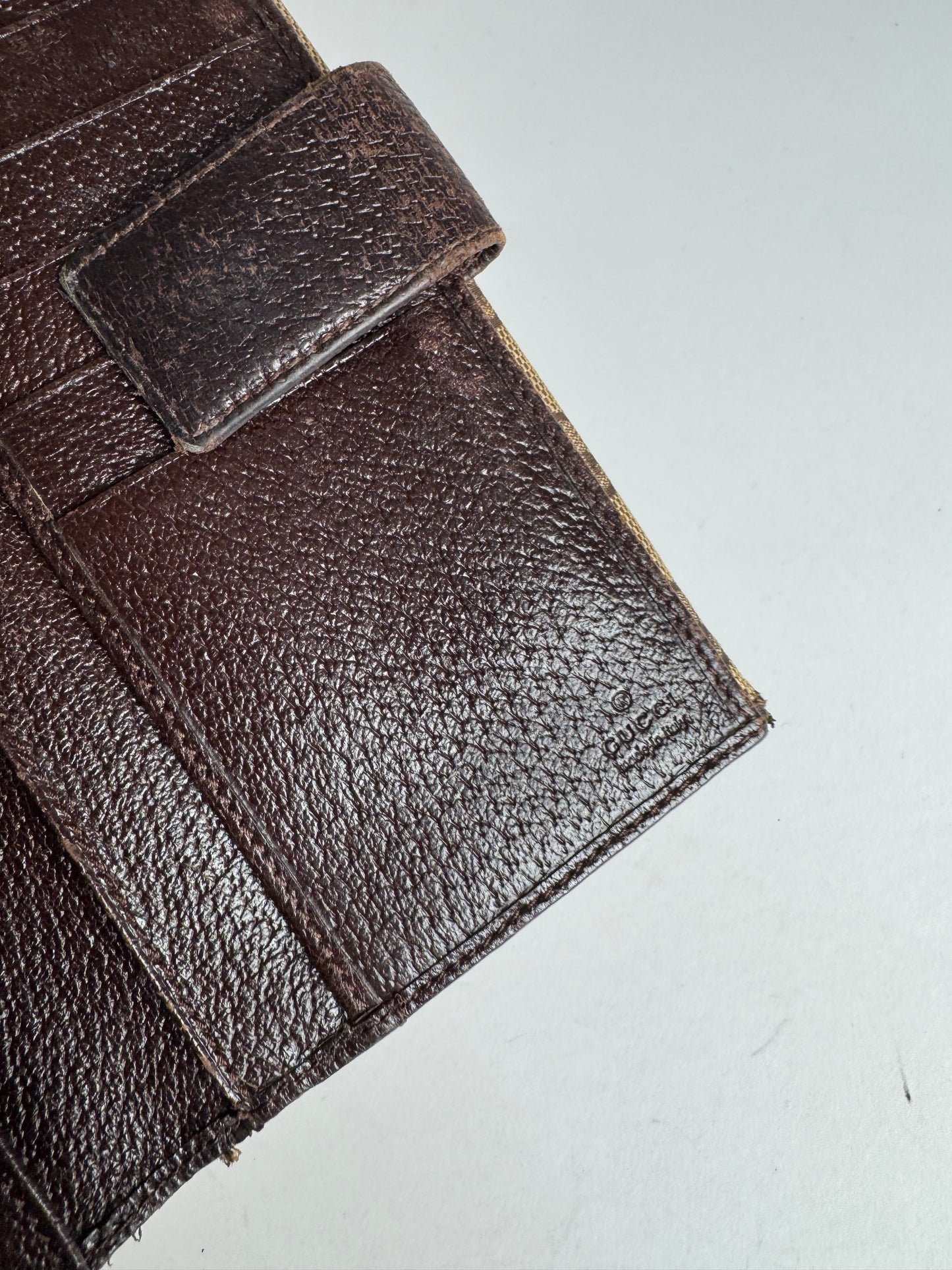 Vintage Gucci Monogram Canvas Leather Wallet Brown
