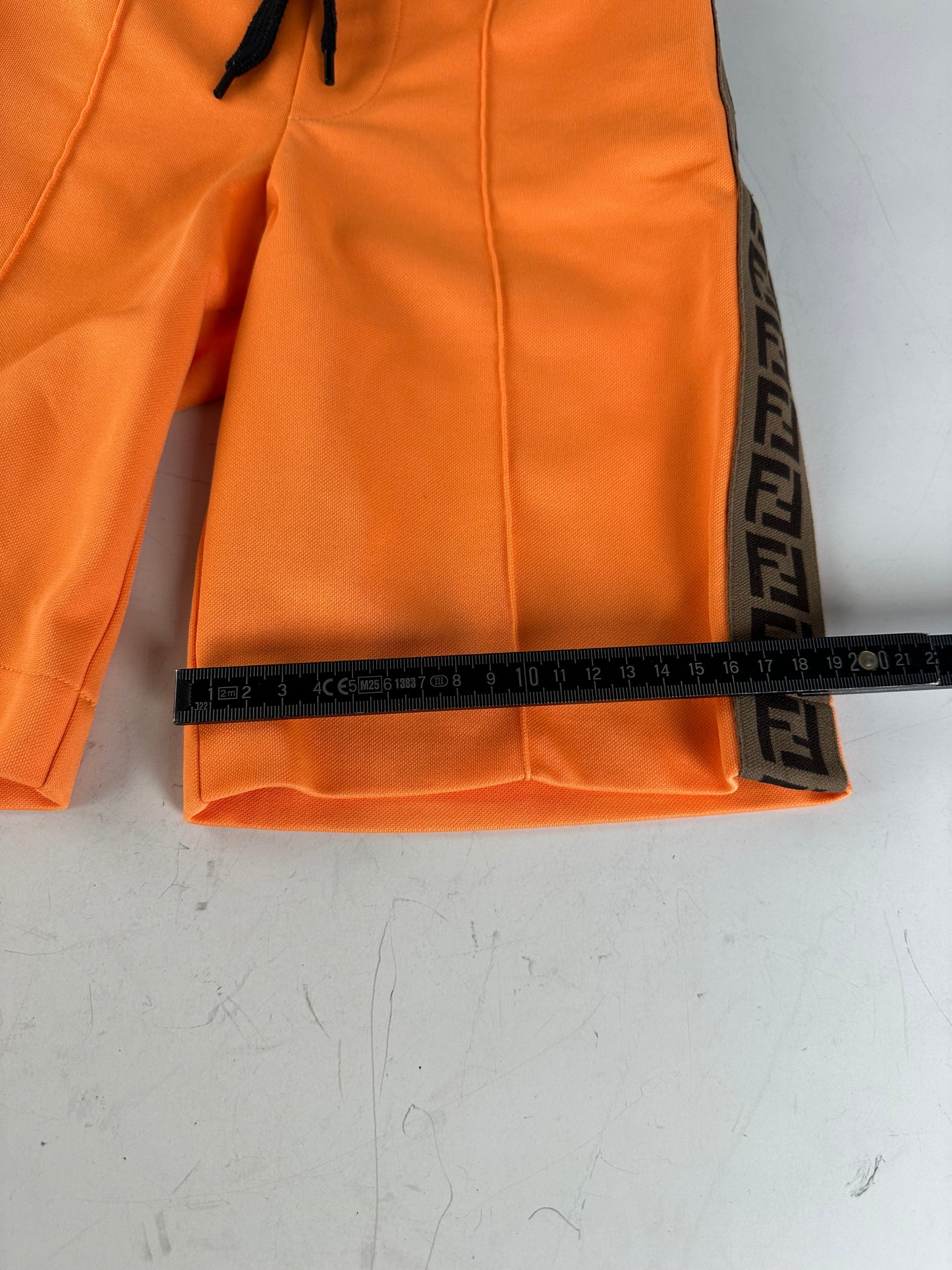 Vintage Fendi FF Logo Tape Shorts Orange Black approx. XS