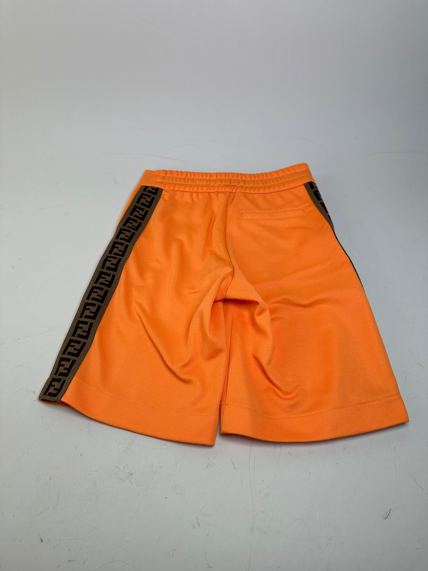 Vintage Fendi FF Logo Tape Shorts Orange Black approx. XS