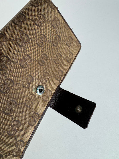 Vintage Gucci Monogram Canvas Leather Wallet Brown