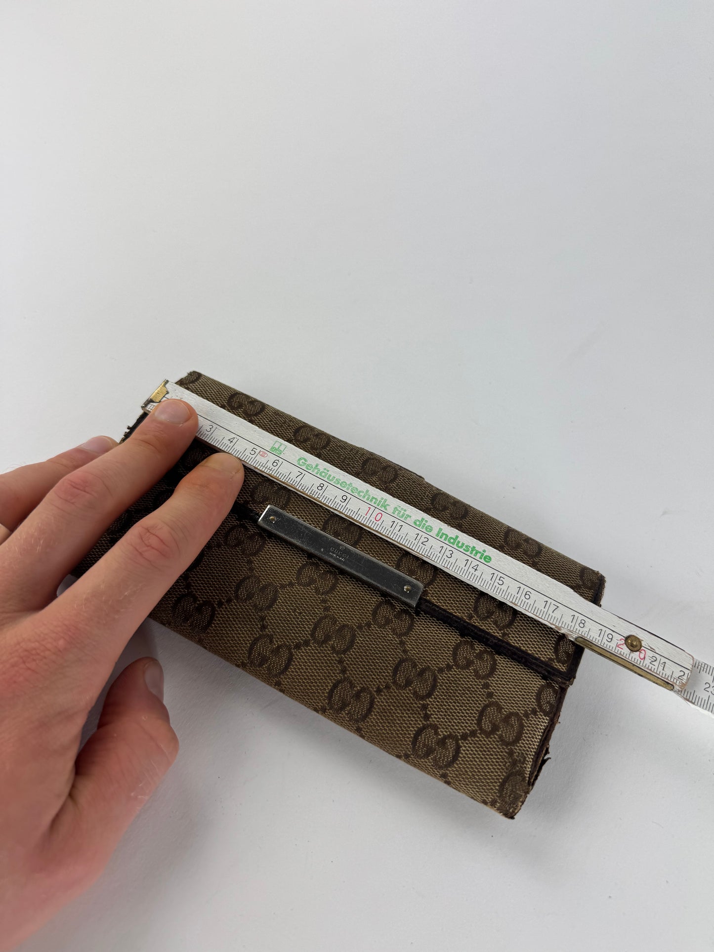 Vintage Gucci Monogram Canvas Leather Wallet Brown