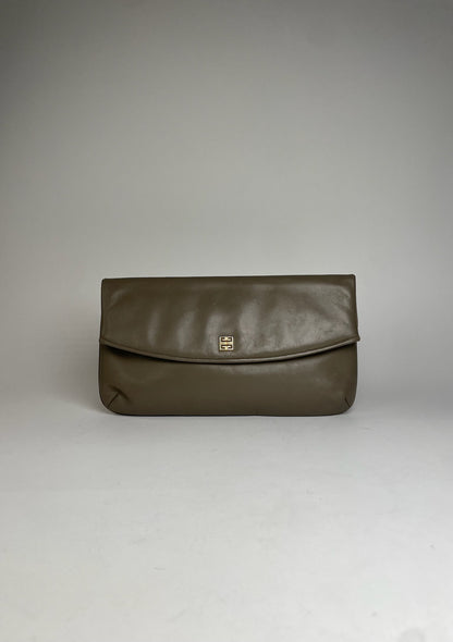Vintage Givenchy Leather Clutch Grey Brown