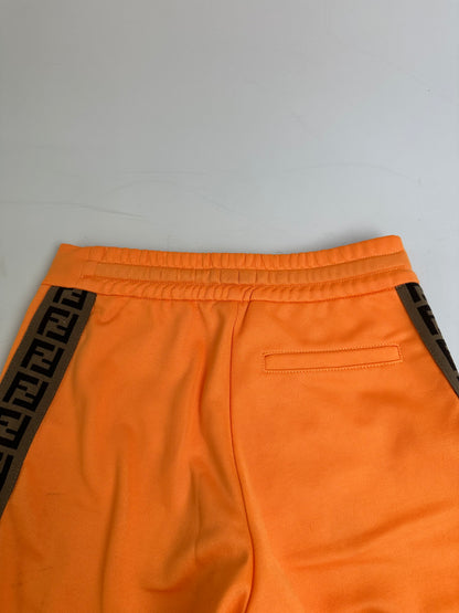 Vintage Fendi FF Logo Tape Shorts Orange Black approx. XS