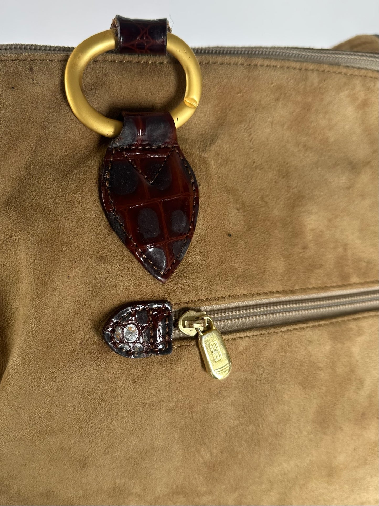 Vintage Balenciaga Suede Patent Leather Bag Purple Brown