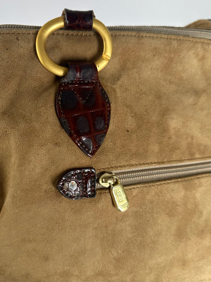 Vintage Balenciaga Suede Patent Leather Bag Purple Brown