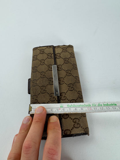Vintage Gucci Monogram Canvas Leather Wallet Brown