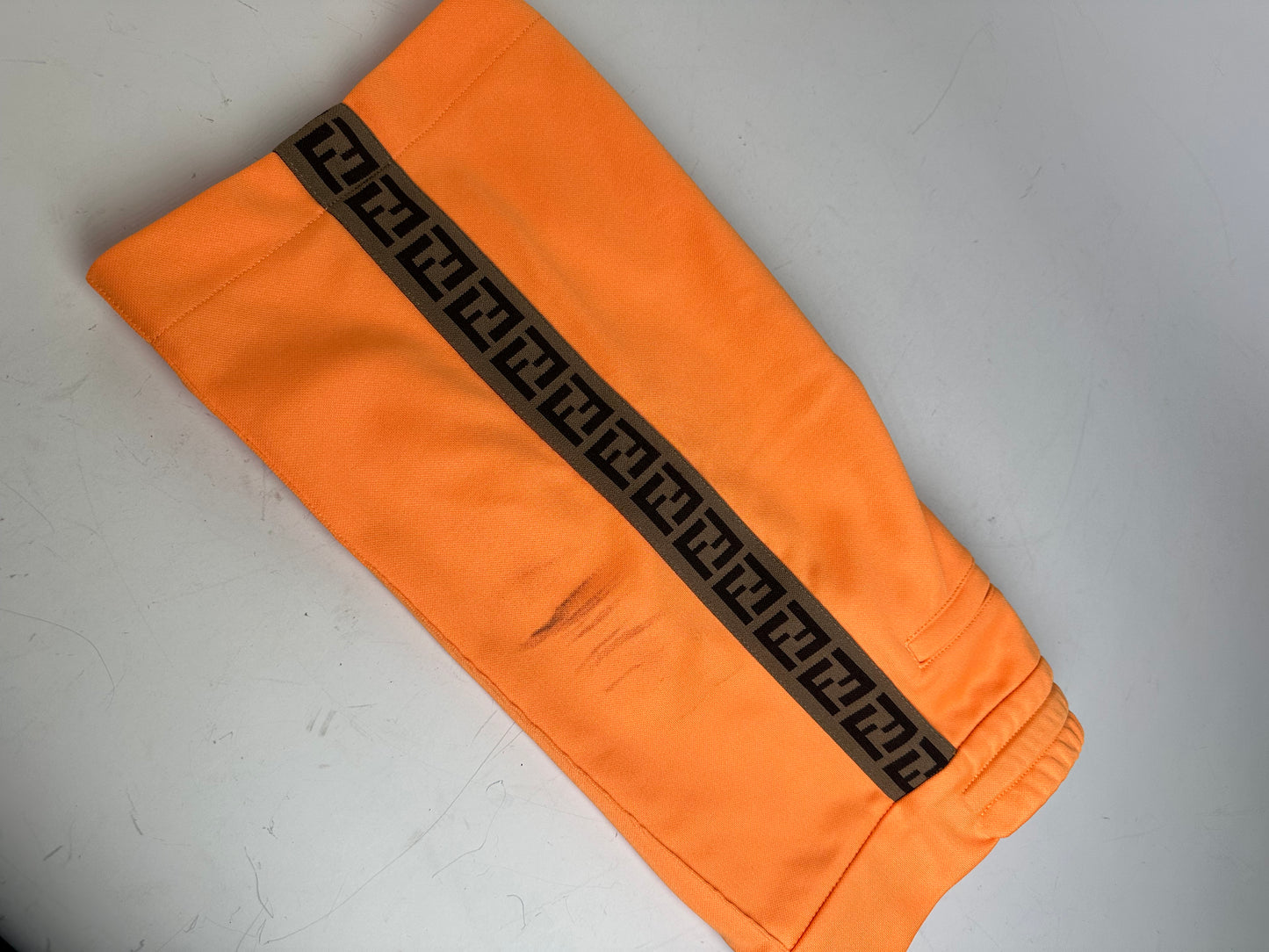 Vintage Fendi FF Logo Tape Shorts Orange Black approx. XS