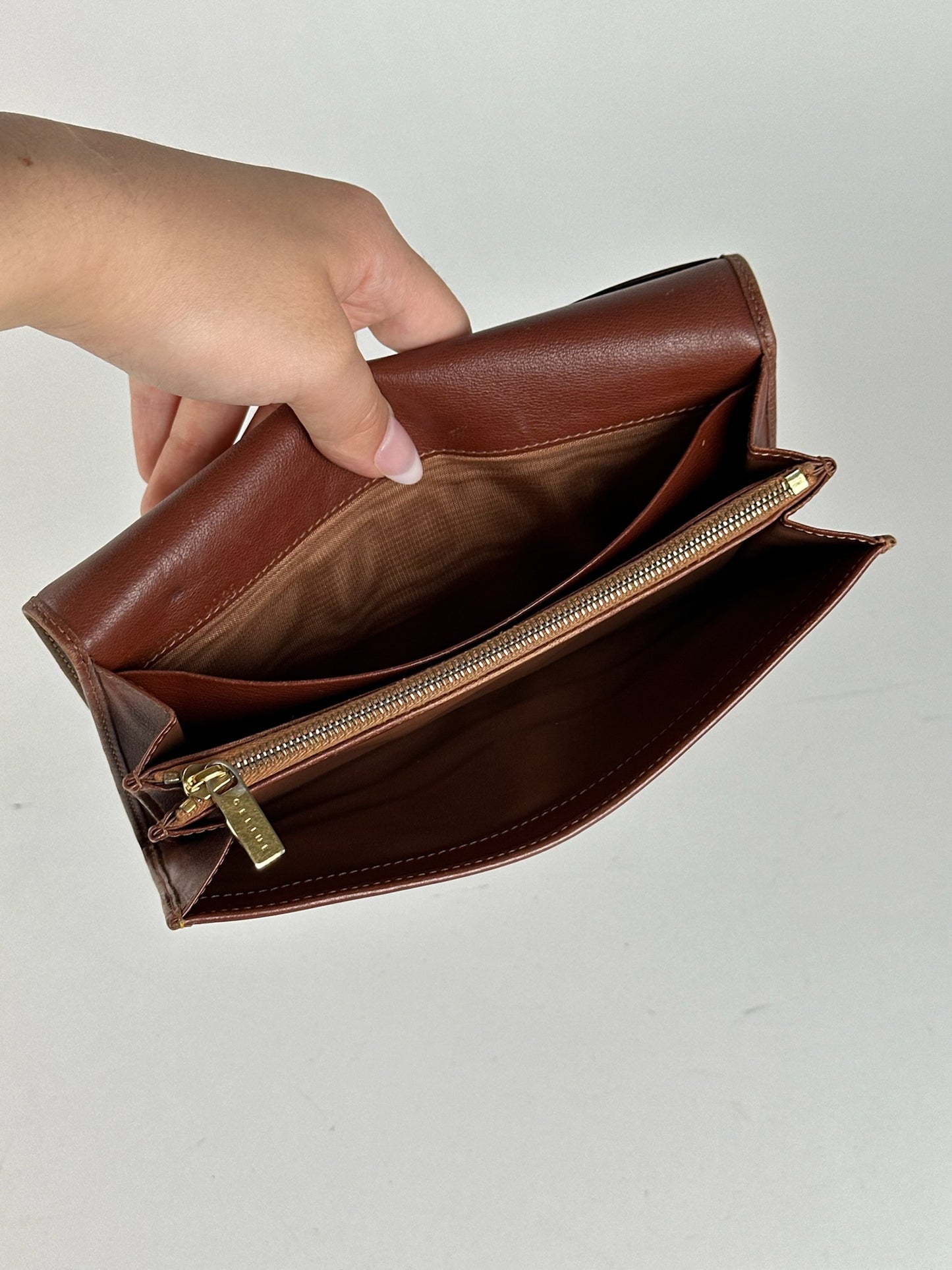 Vintage Celine Triomphe leather ID holder, card holder beige