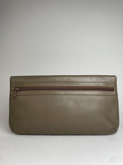 Vintage Givenchy Leather Clutch Grey Brown