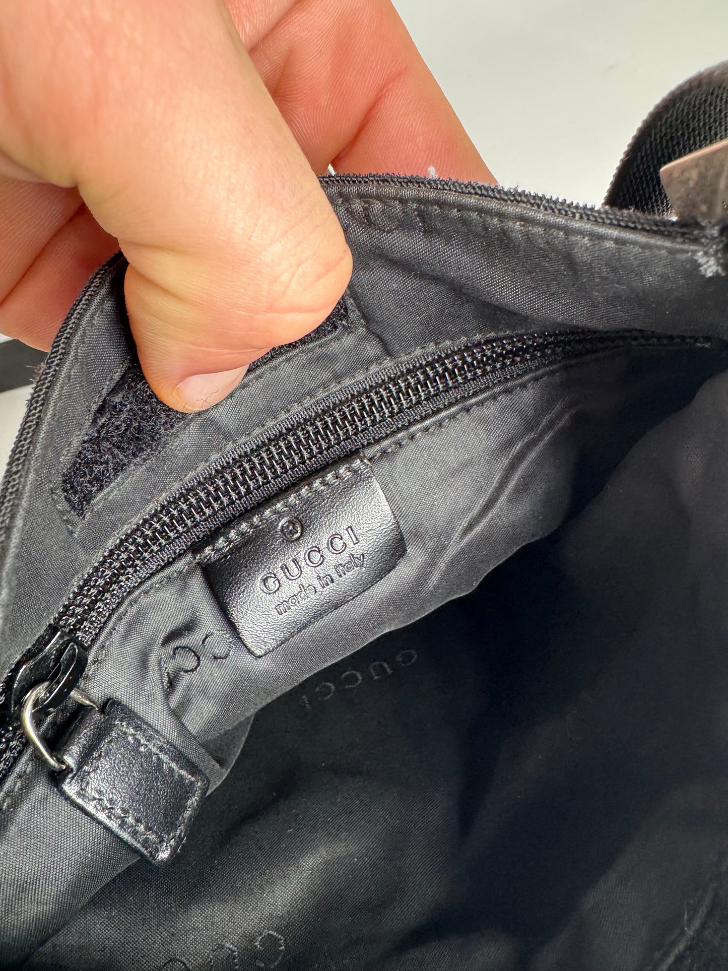 Vintage Gucci Multiway Leather Polyester Bag Black