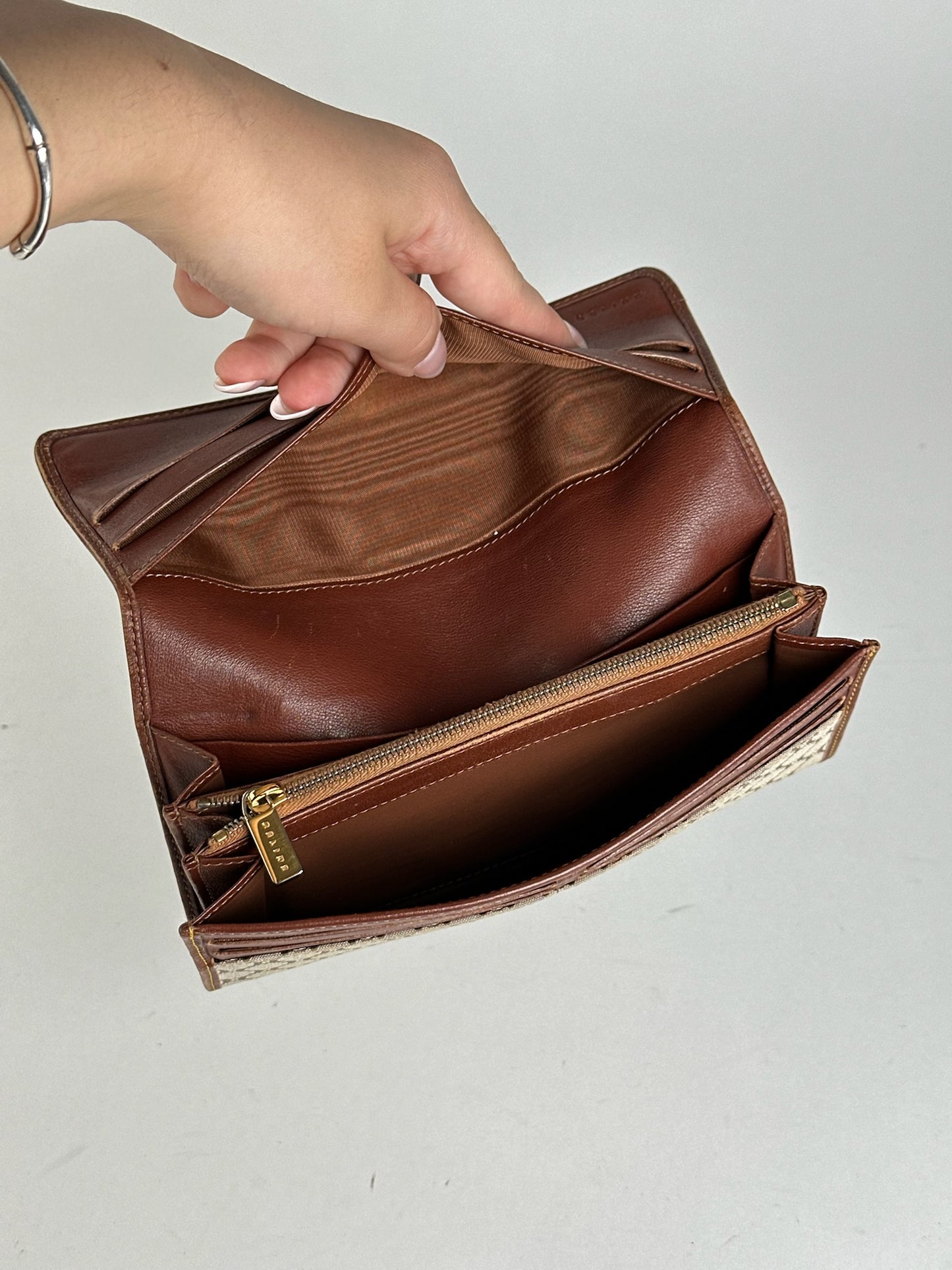 Vintage Celine Triomphe leather ID holder, card holder beige