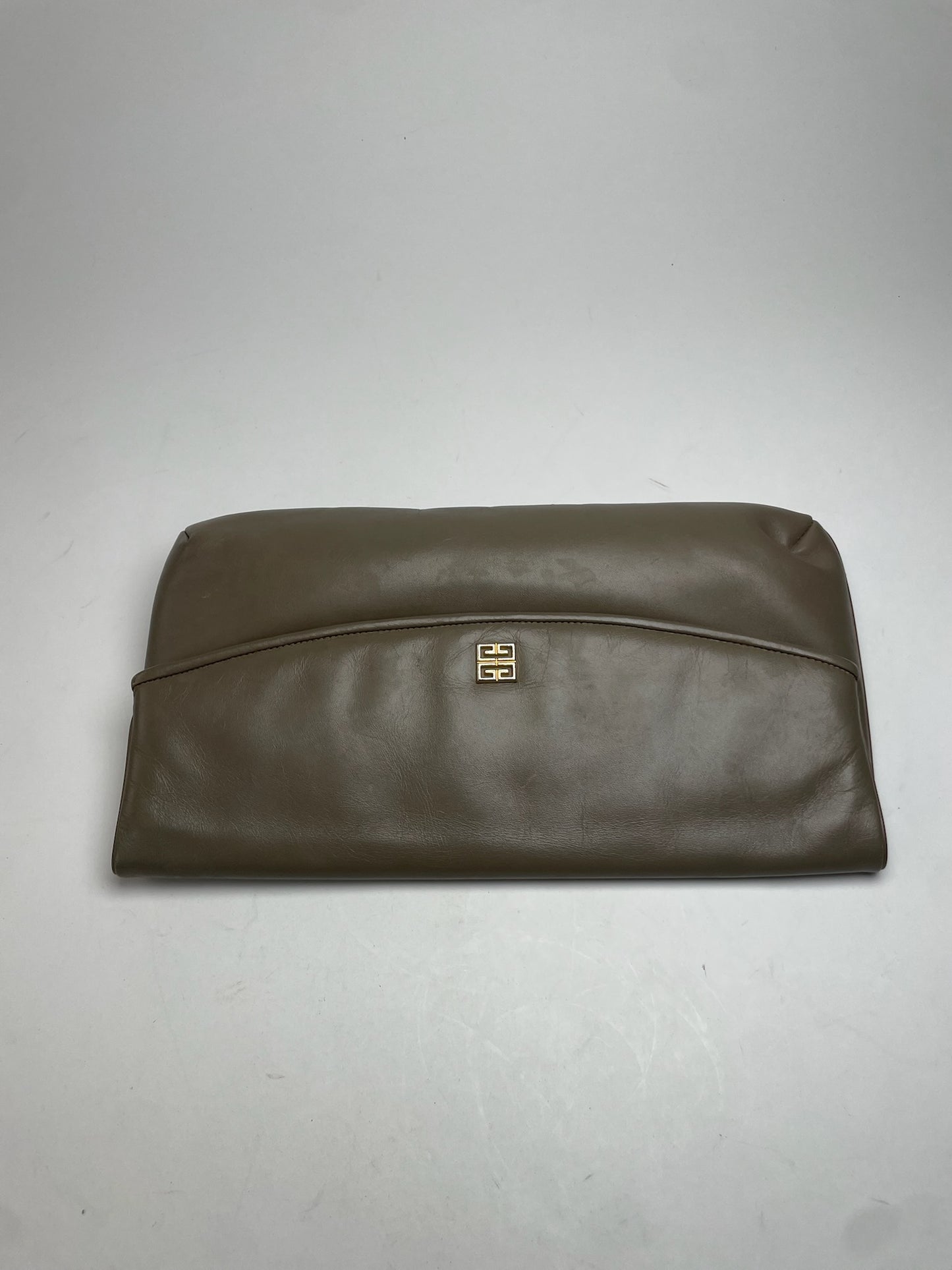Vintage Givenchy Leather Clutch Grey Brown