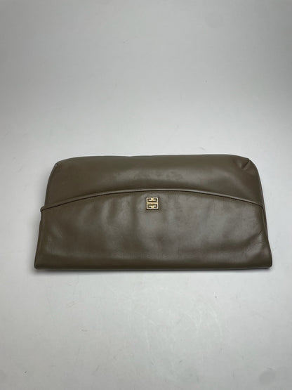 Vintage Givenchy Leather Clutch Grey Brown