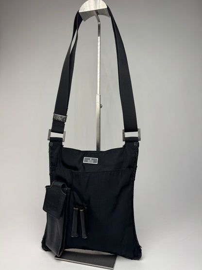 Vintage Gucci Multiway Leather Polyester Bag Black