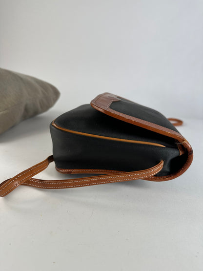 Vintage Dior Canvas Leather Shoulder Bag Black Tan