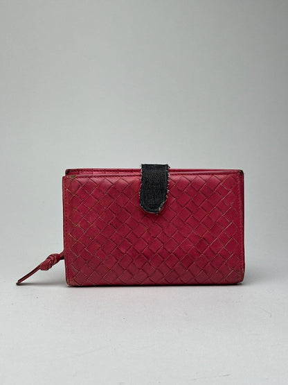 Vintage Bottega Veneta Intreciato wallet red