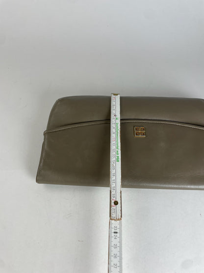 Vintage Givenchy Leather Clutch Grey Brown