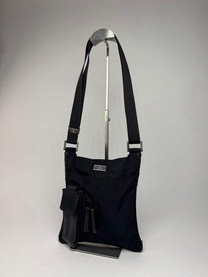 Vintage Gucci Multiway Leather Polyester Bag Black