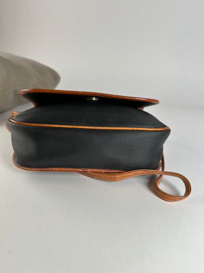 Vintage Dior Canvas Leather Shoulder Bag Black Tan