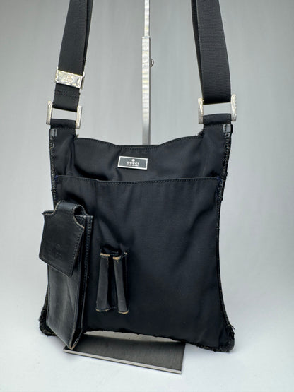 Vintage Gucci Multiway Leather Polyester Bag Black