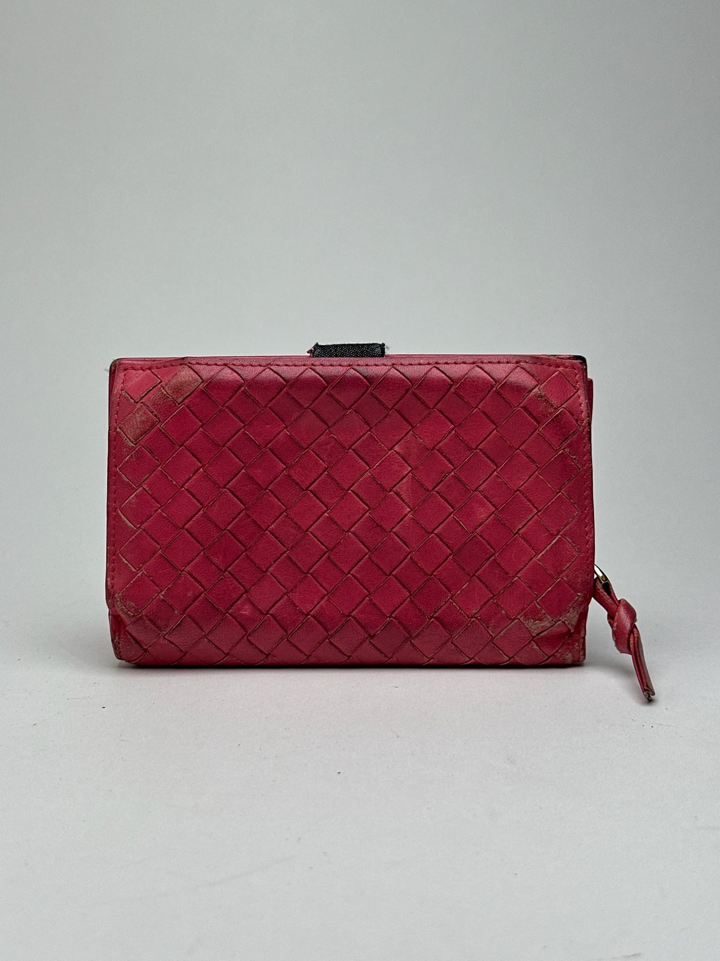 Vintage Bottega Veneta Intreciato wallet red