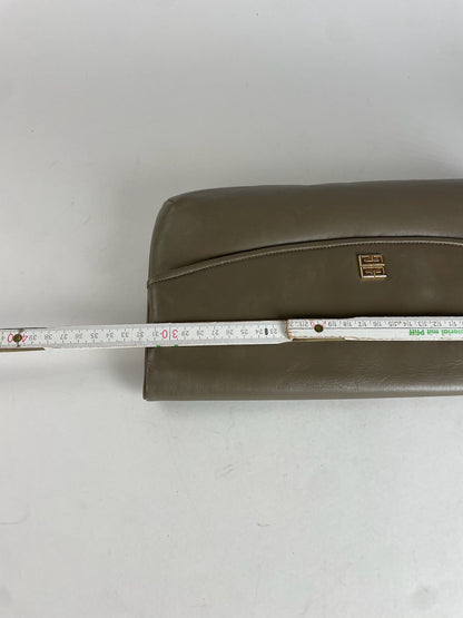 Vintage Givenchy Leather Clutch Grey Brown