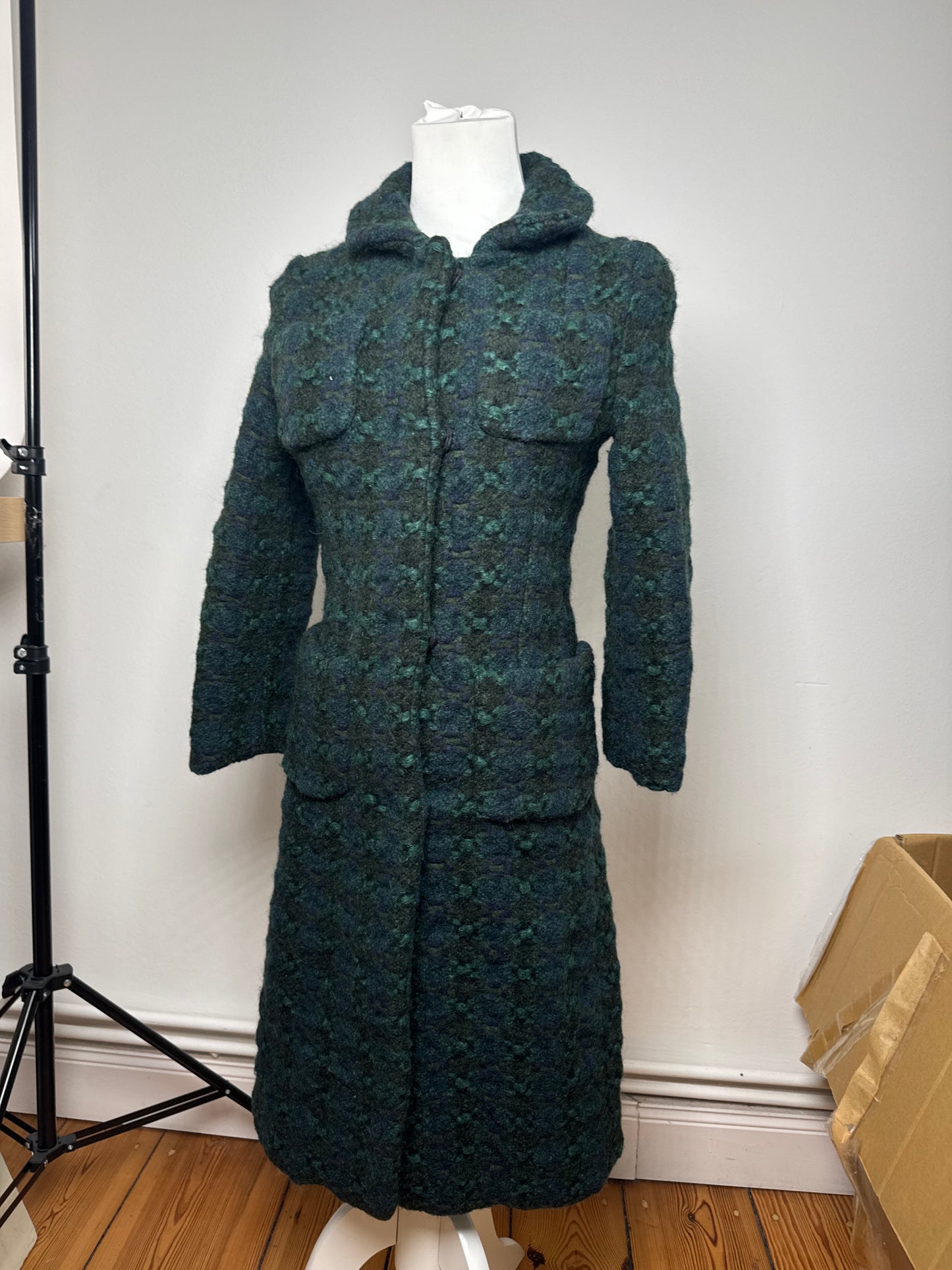 Vintage Marni Wool Trenchcoat Blue Green
