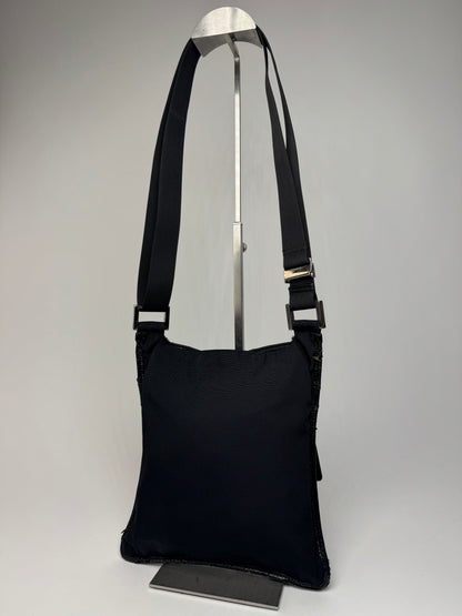 Vintage Gucci Multiway Leather Polyester Bag Black