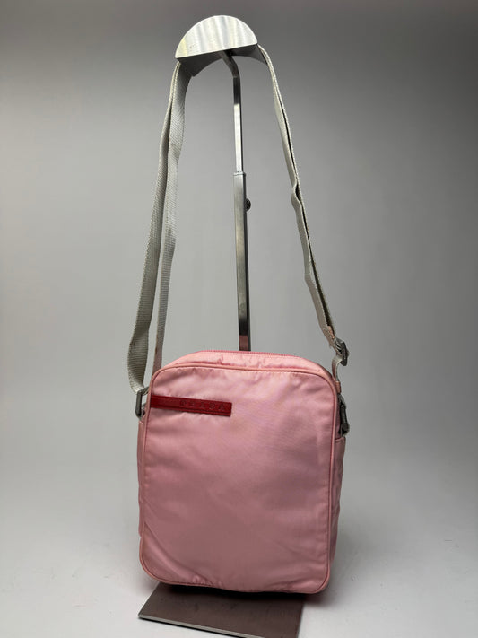 Sac Prada Sport vintage à 2 voies en polyester rose